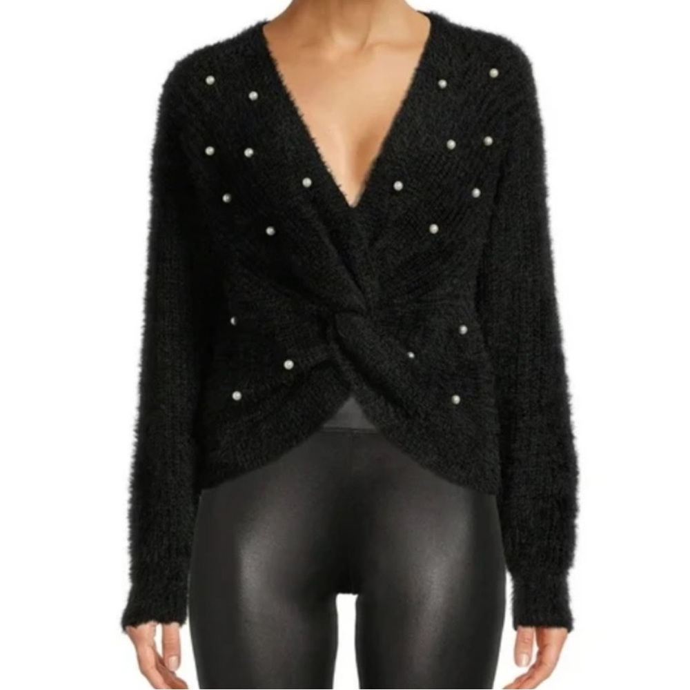 Twist Faux Pearl Sweater